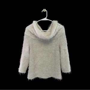 Vintage Y2K Era Joseph Ribkoff White Off-the-Shoulder Textures Sweater Size 4